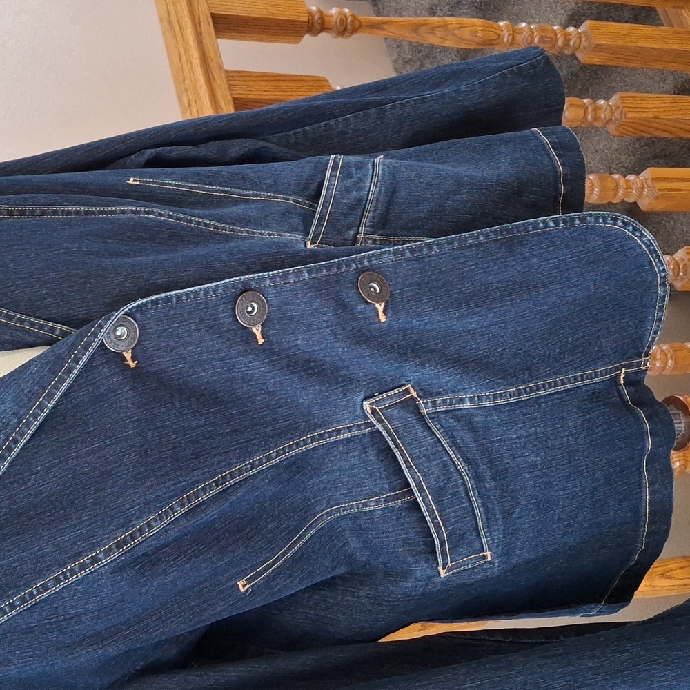 Navy Blue Denim Jacket with Blazer Cut and Relaxed Fit - Picture 3 of 7